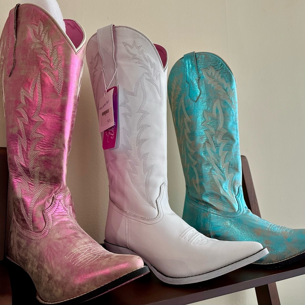 NIB All Leather Boots Southern Fried Chics 
Choose Color Pink Turquoise